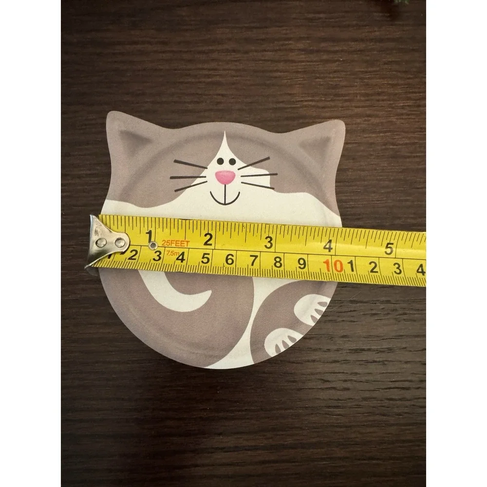 Absorbent Ceramic Cat Coasters with Cork Base Set Of 4
